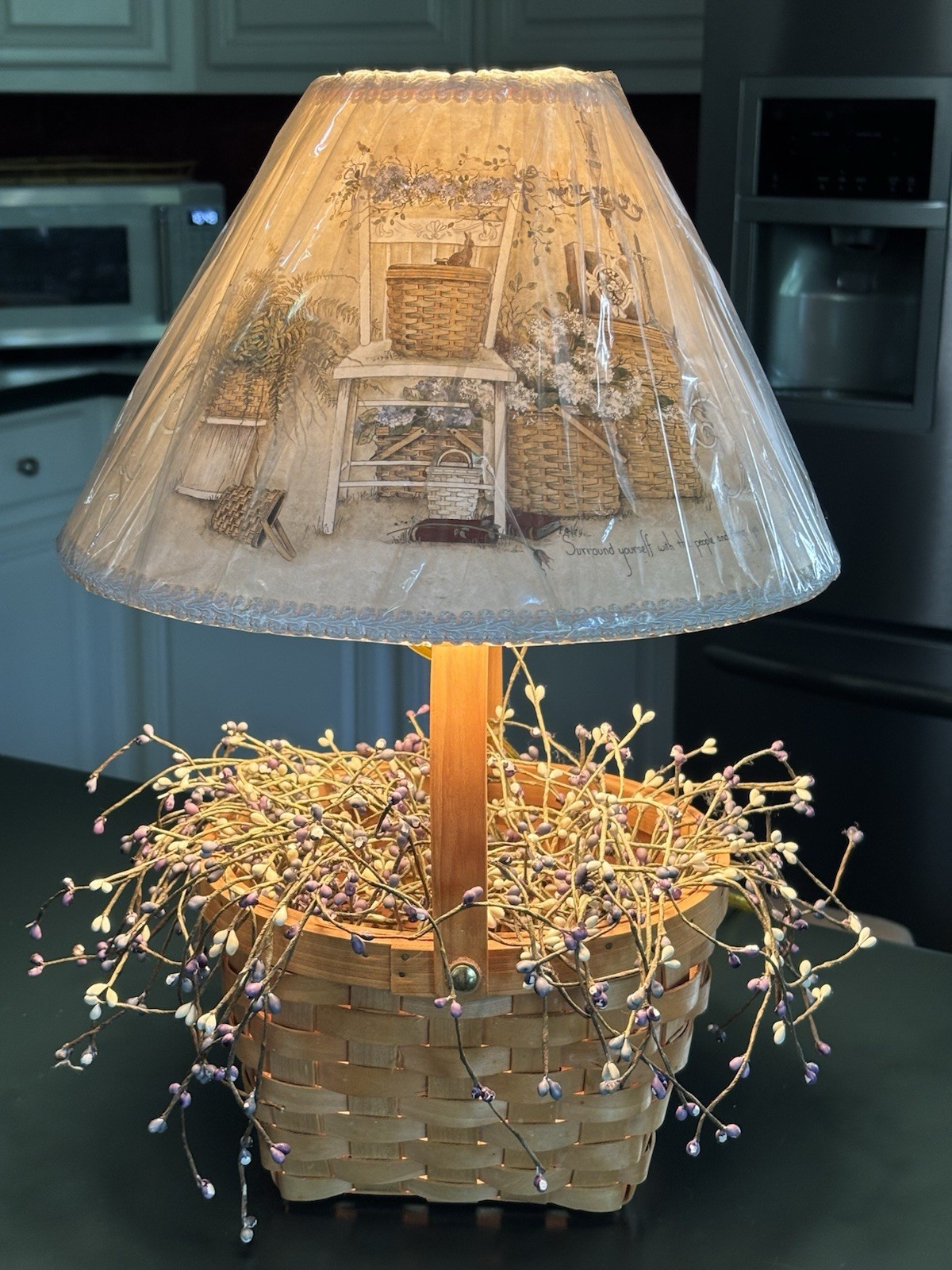 Vintage Basket Lamp w/Shade by Longaberger Artist Pat Richter Homestead Shoppe