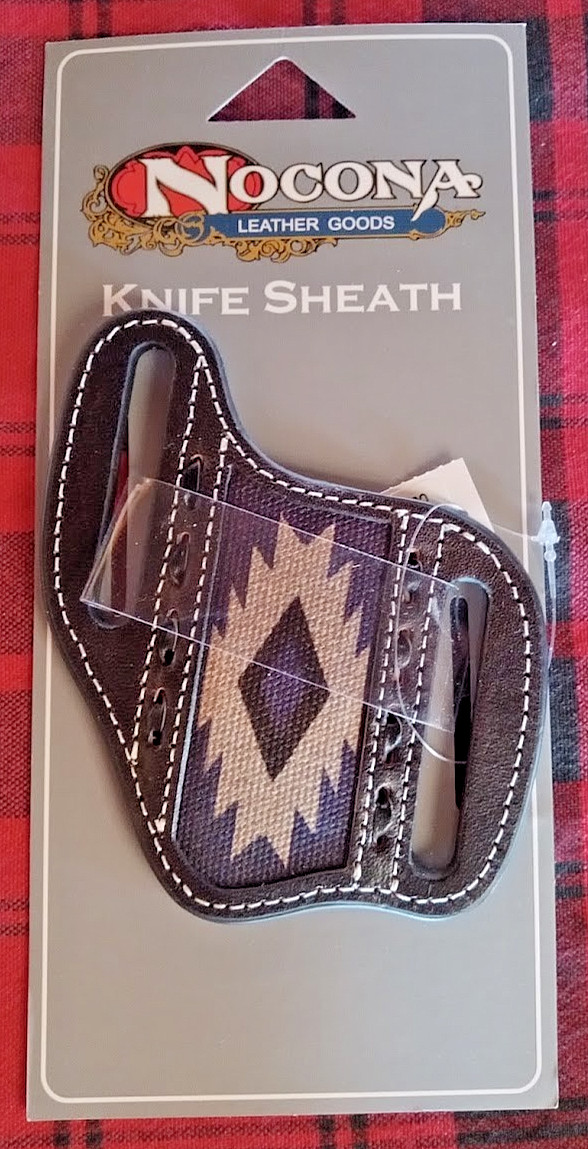 Black with Blue Gray Inlay Nocona Leather KNIFE SHEATH 🔪- Saddle-Stitch NEW