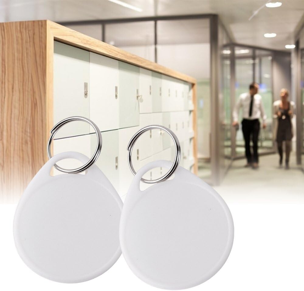 55 pcs Round Key Tags with Split Ring 1.5 Inch White Plastic Writable Stickers
