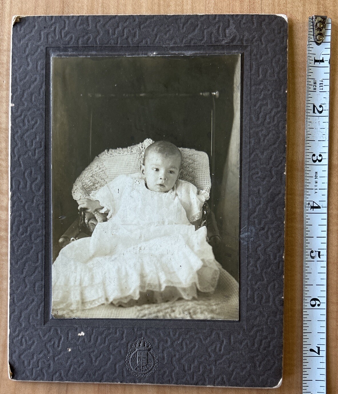 Antique Vintage Cabinet Photo Chet-6 Month Old Baby In Chair Photo