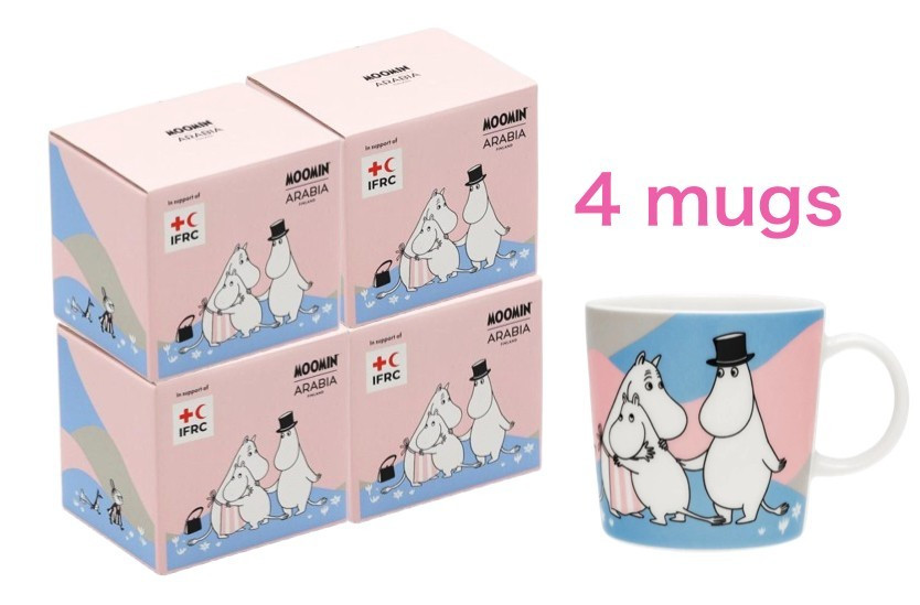 [Set of 4] ARABIA MOOMIN Home at Last Mug 300ml Japan Limited New in Box