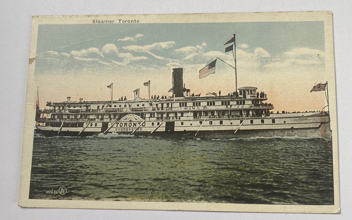 Vintage Linen Postcard ~ Steamer Toronto Cruise Ship ~ Ontario Canada