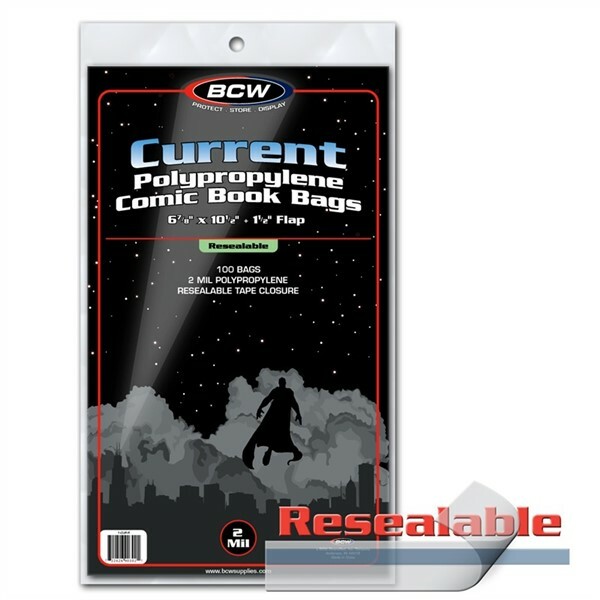 100 BCW RESEALABLE Current /Modern Comic Book Poly Bags +Acid Free Backer Boards