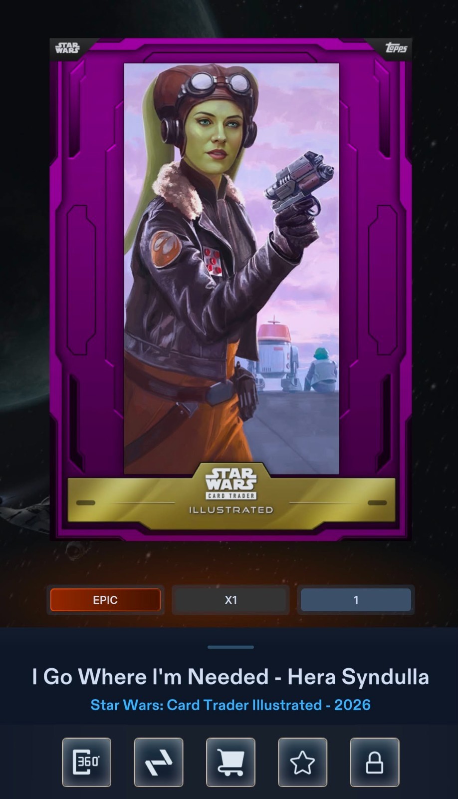 ILLUSTRATED CTI WAVE 31 EPIC PURPLE HERA SYNDULLA TOPPS STAR WARS CARD TRADER