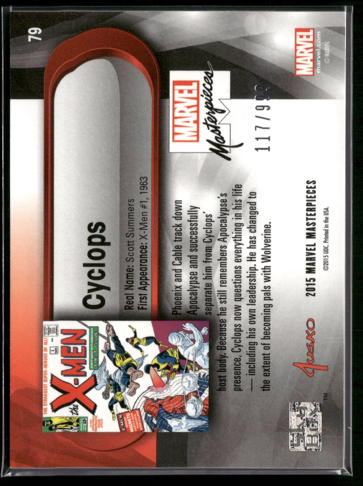 2015 Upper Deck Marvel Masterpieces Cyclops #79 Serial Numbered X-Men NM