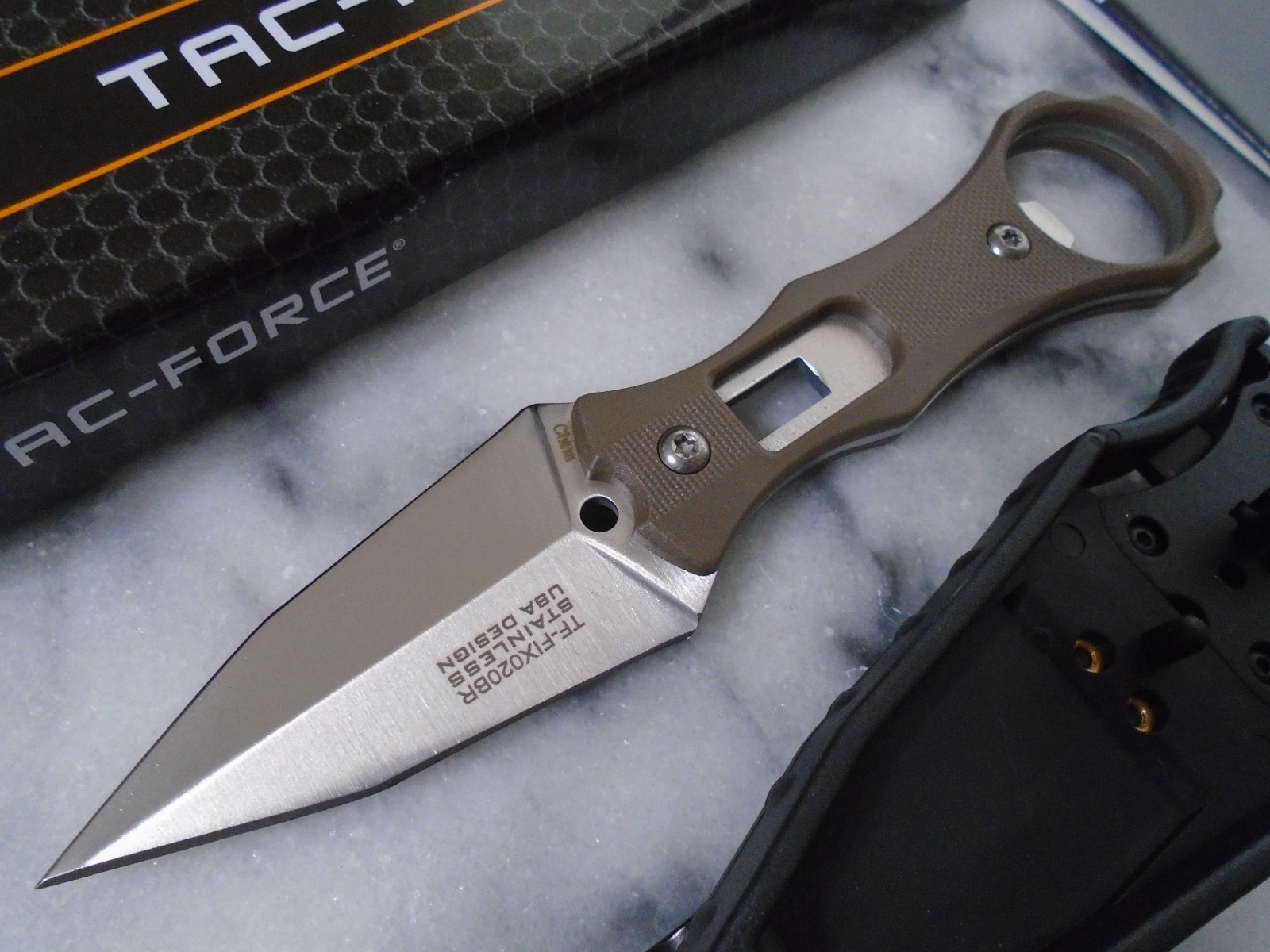 Tac-Force Covert Dual Edge Dagger Boot Knife Locking Clip Sheath Brown 6 1/2″ OA