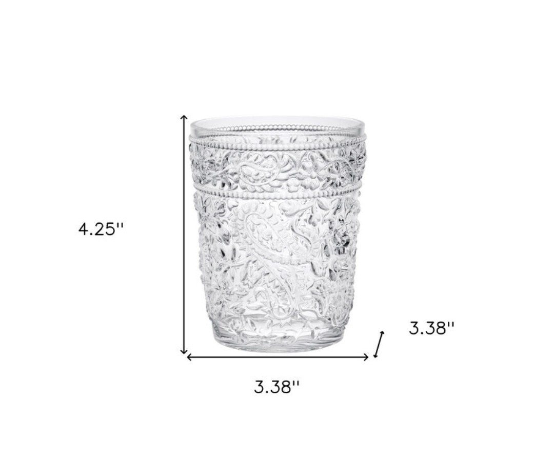 Acrylic Clear Paisley Stemless Durable Drinkware Beverage Glasses 4-Piece Lot