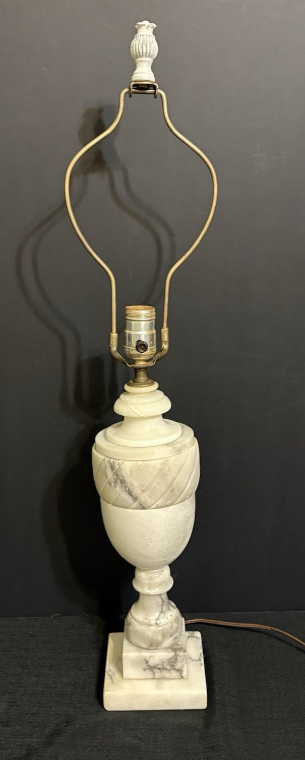 Vtg Italian Alabaster Lamp-Original Berger Harp-Marble Base-Neoclassical-29″