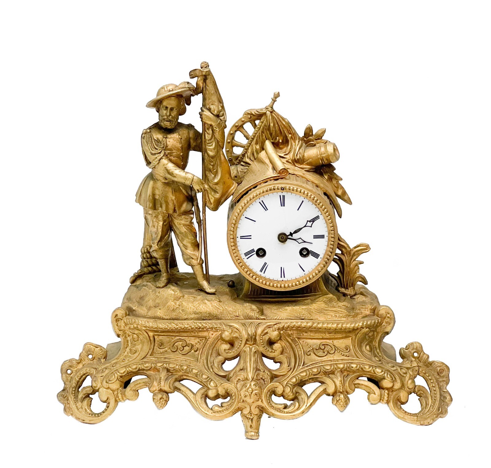 European Gilt Metal Mantel Clock Figural Sailor late 19th cen