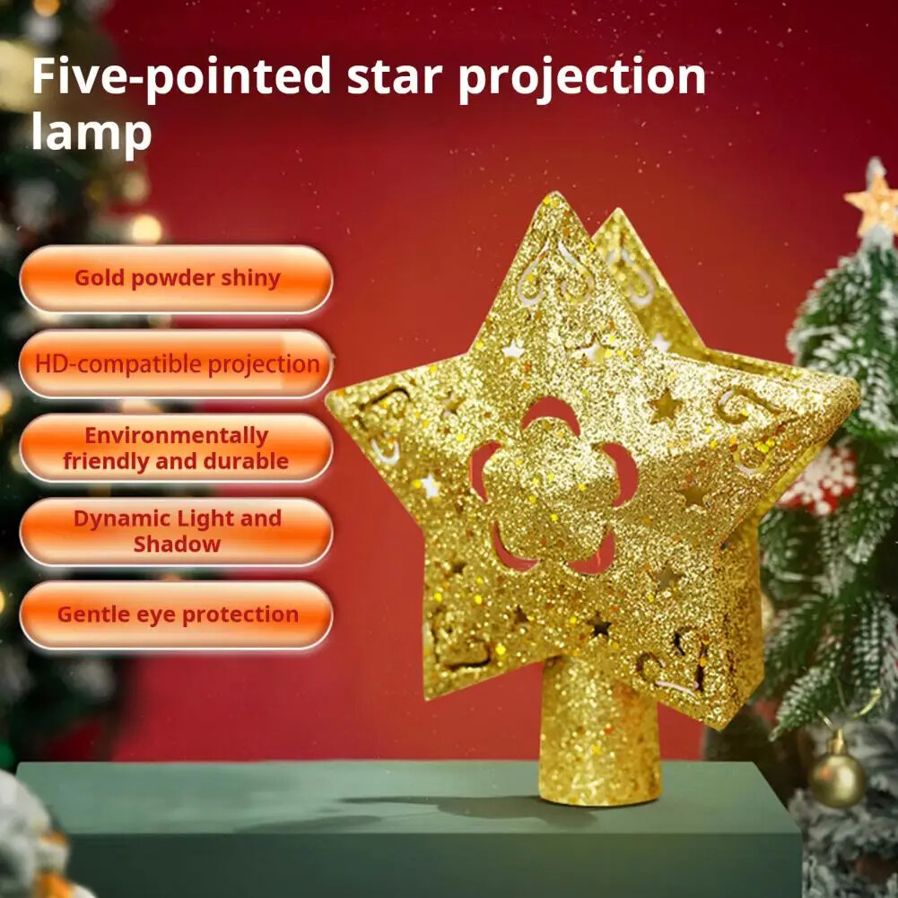 Christmas Tree Topper Lighted with 5 Projected Star Projector LED Rotating Light