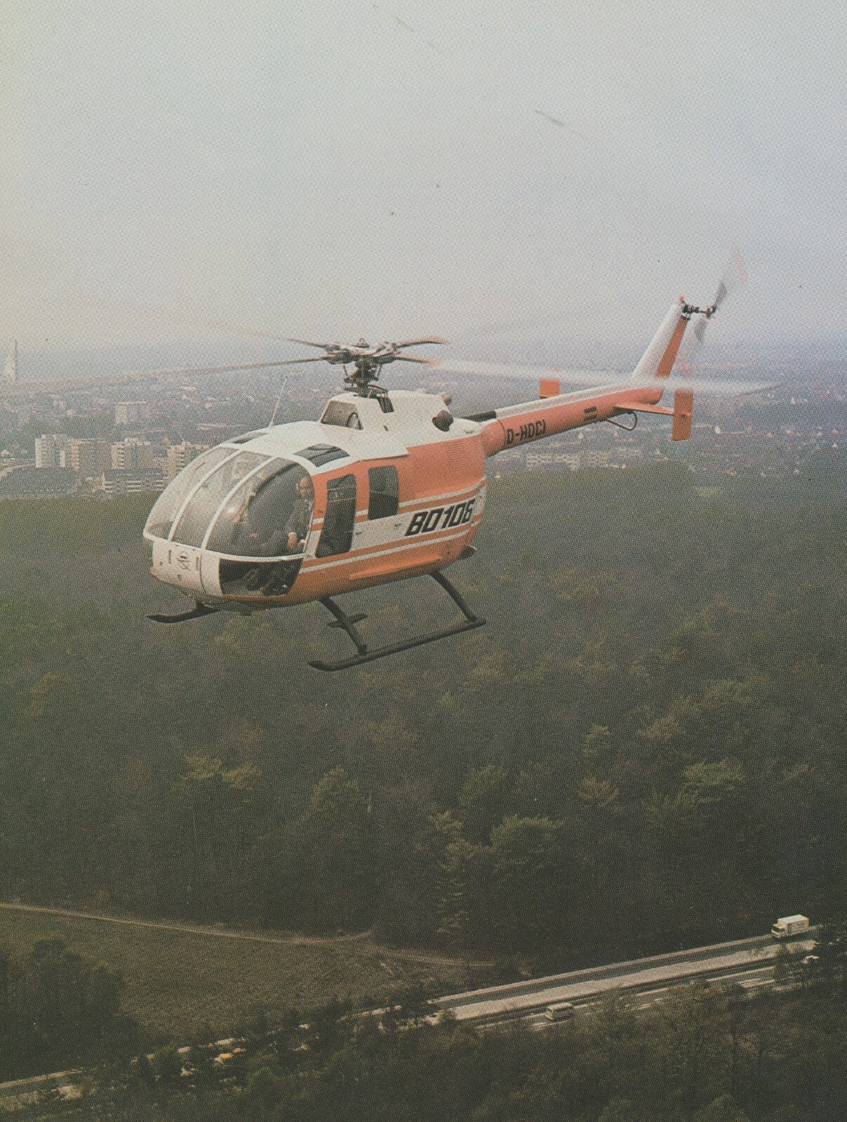 Aviation Magazine Print – MBB BO-106 In-Flight Photograph (1974)
