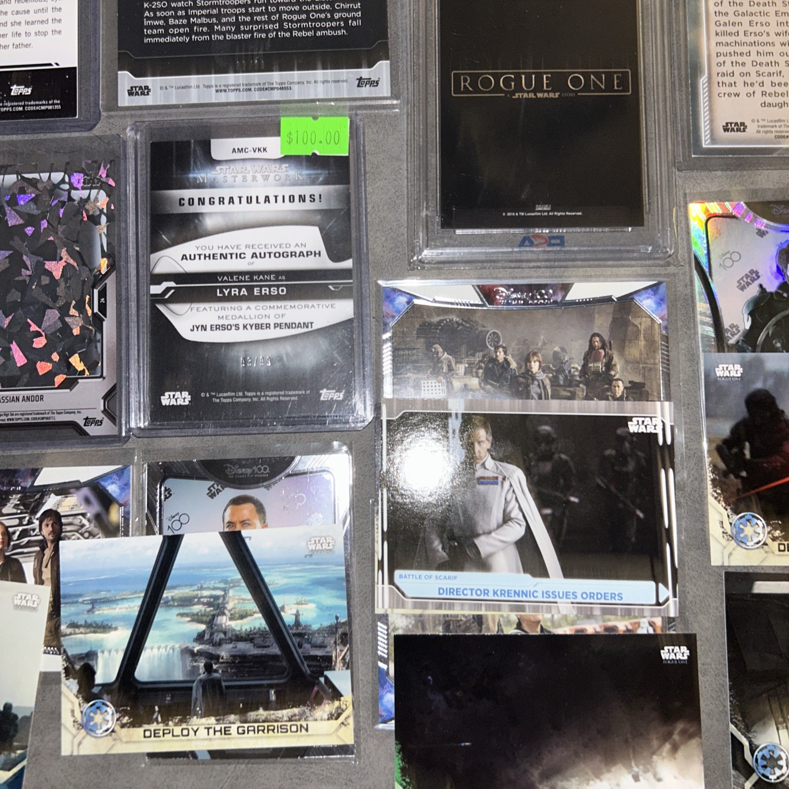 Star Wars Rogue One Cassian Andor Jyn Erso serial numbered & Bonus trading Cards