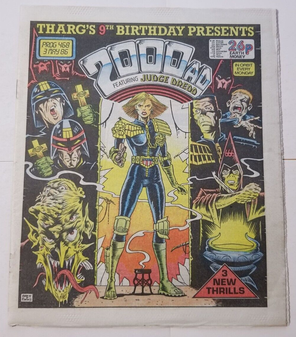2000AD w/ Judge Dredd prog #468 VF/NM (May 3 1986, IPC UK) It Pays to be Mental