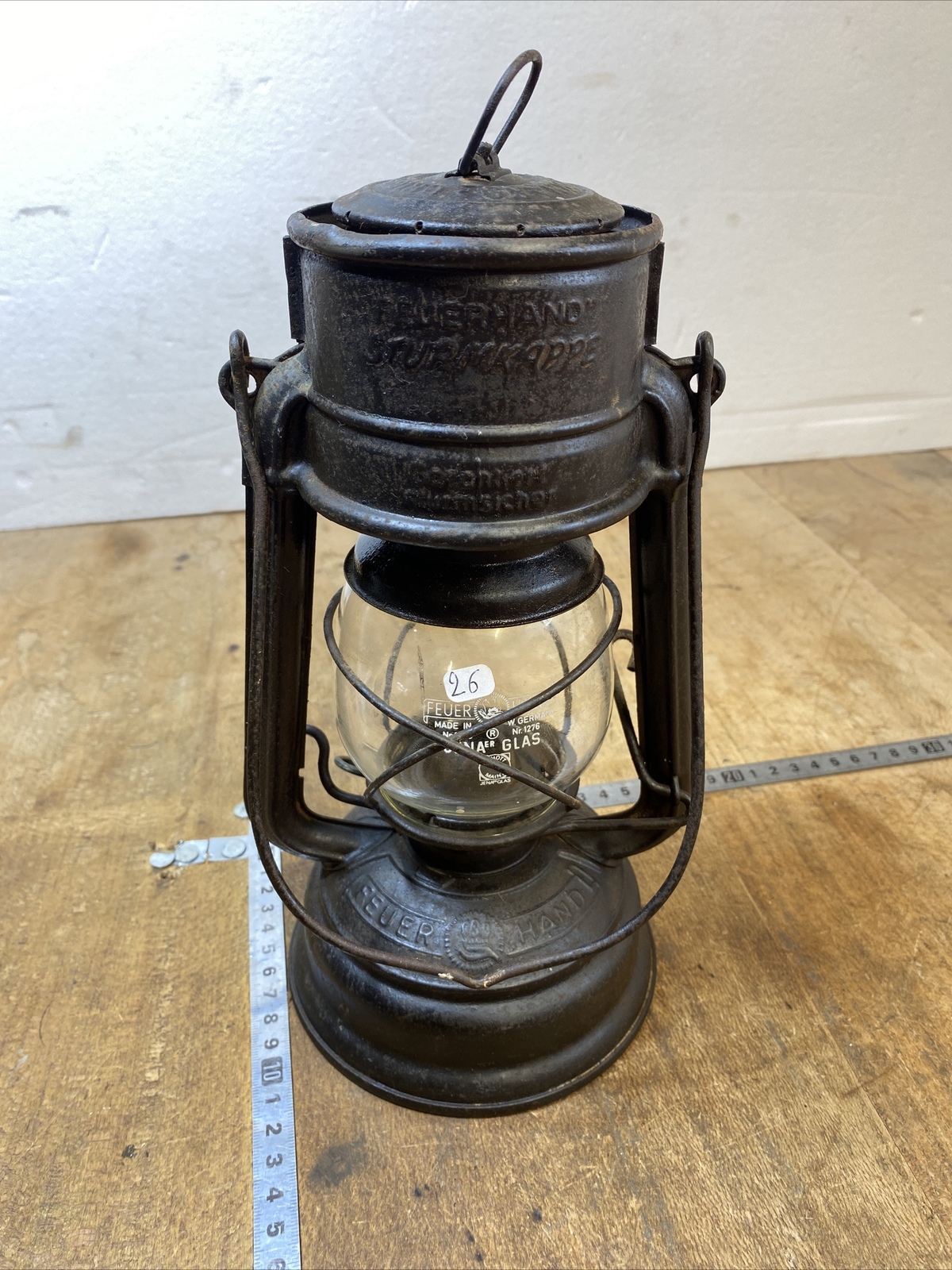 Petroleum lamp storm Feuer Hand Sturmkappe N. 276 old baby ref no. 26