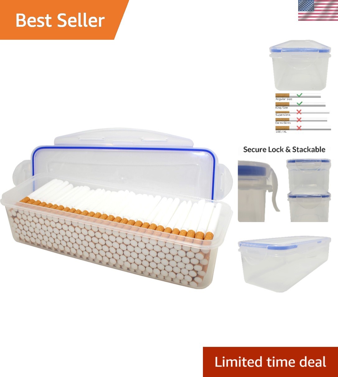 Compact 10.5″ Rectangular Storage Case for Cigarette Filters – Waterproof Seal