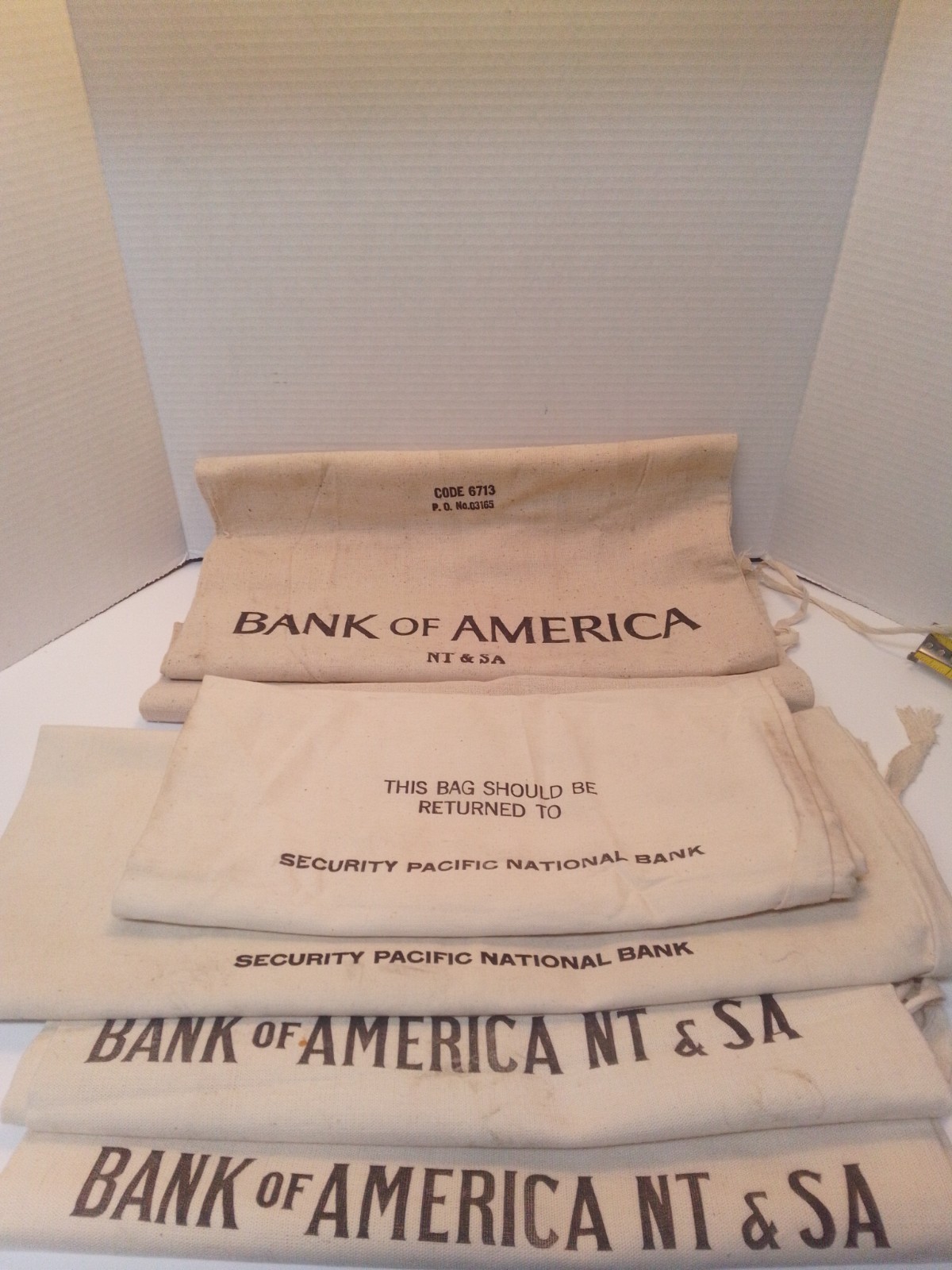 VINTAGE BANK & U.S. MINT CANVAS COIN/DOLLAR BAGS NO TEARS / HOLES Lot Of 6