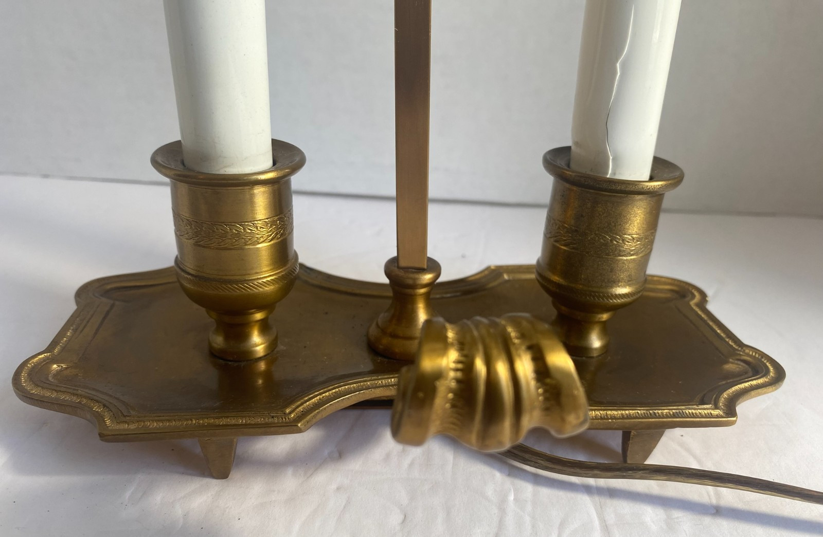 Vintage Italian Brass Bouillotte Tole Table Lamp Adjustable Burgundy Shade 16.5″