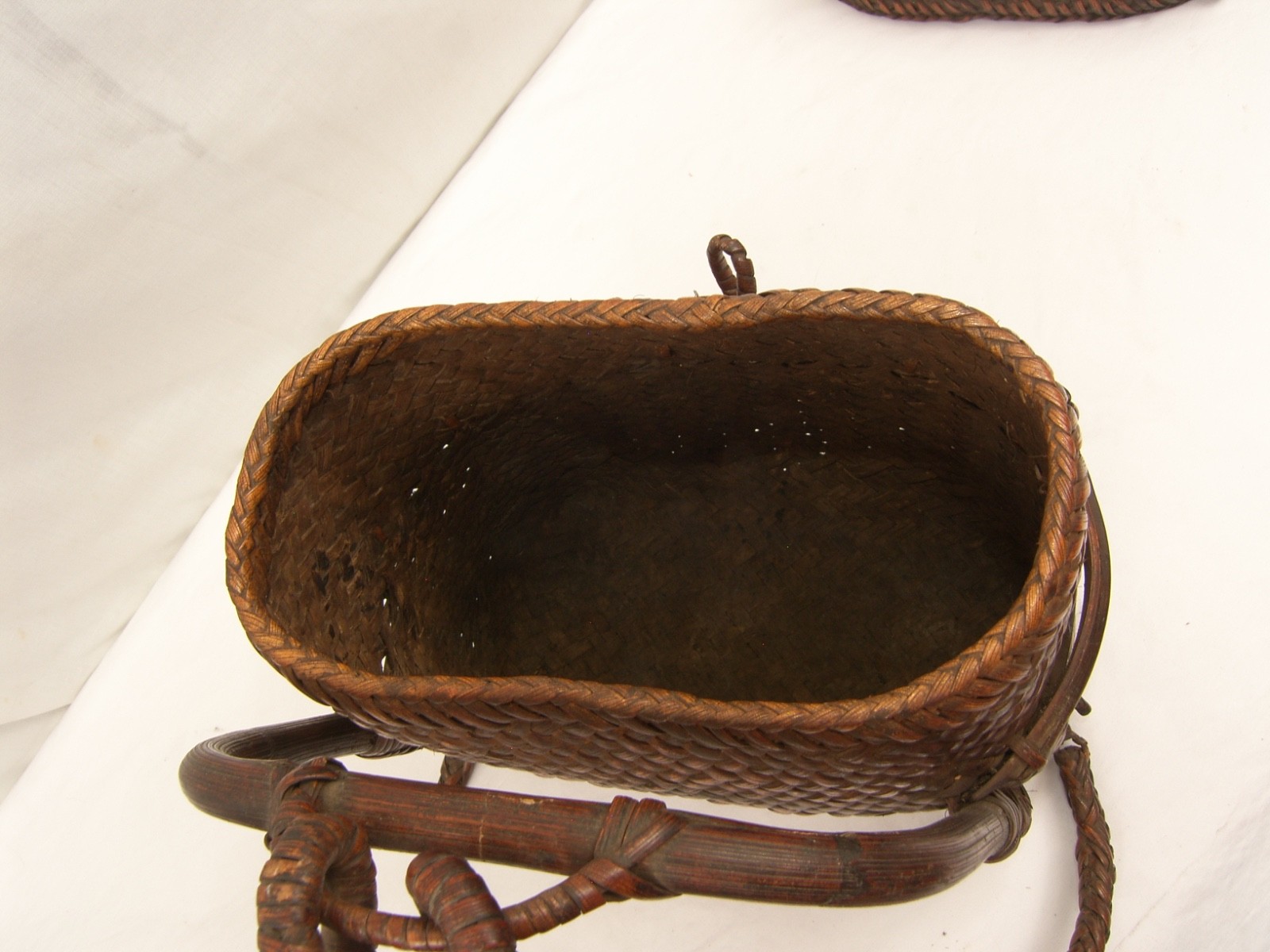 Philippines Bontoc Basket Backpack Container Rattan Handwoven Tribal Art Vintage