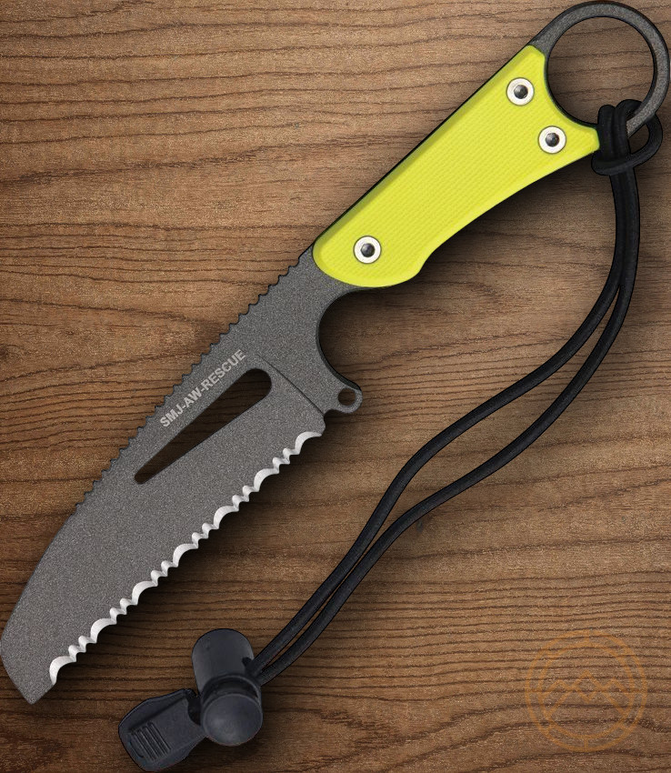 HPA SMJ Air Water Rescue Fixed Knife 3.88″ 420J2 Steel Blade Yellow G10 Handle