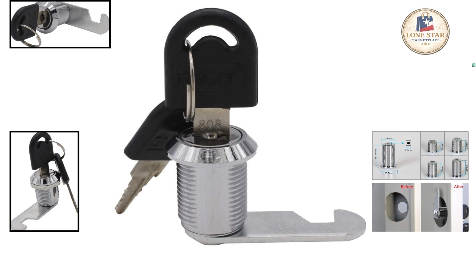 Versatile 16mm Security Lock for Mailbox, Cupboard & Drawer – Easy Installation