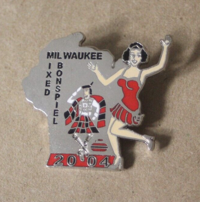 Milwaukee Mixed Bonspiel 2004 Wisconsin Curling Metal Enamel Sports Pin Pinback