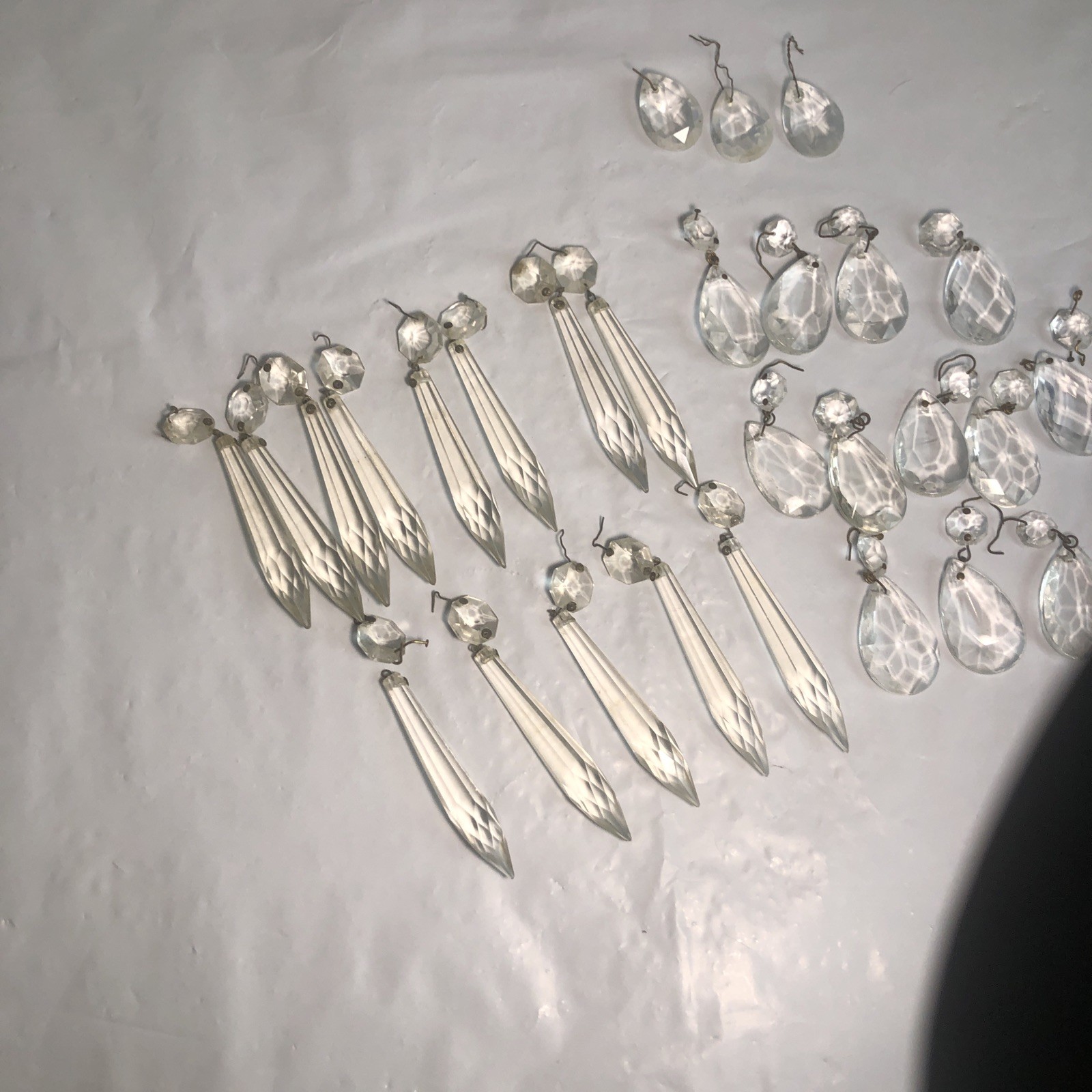 Vintage Antique Crystal Replacement pieces for Chandeliers Faceted prism LOT 55