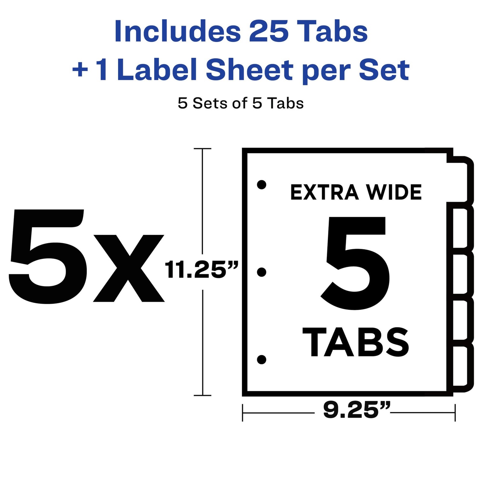 Avery 5-Tab Extra Wide Binder Dividers Easy Clear Label Strip Index Makerwhite