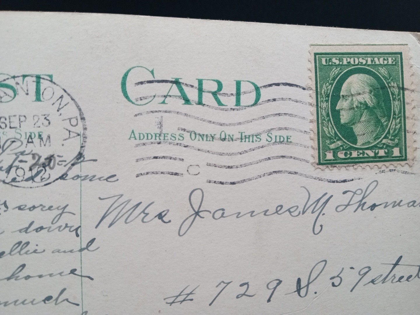 Antique Postcard 1912 Country Club Scranton PA Early Tennis Washington 1¢ Stamp