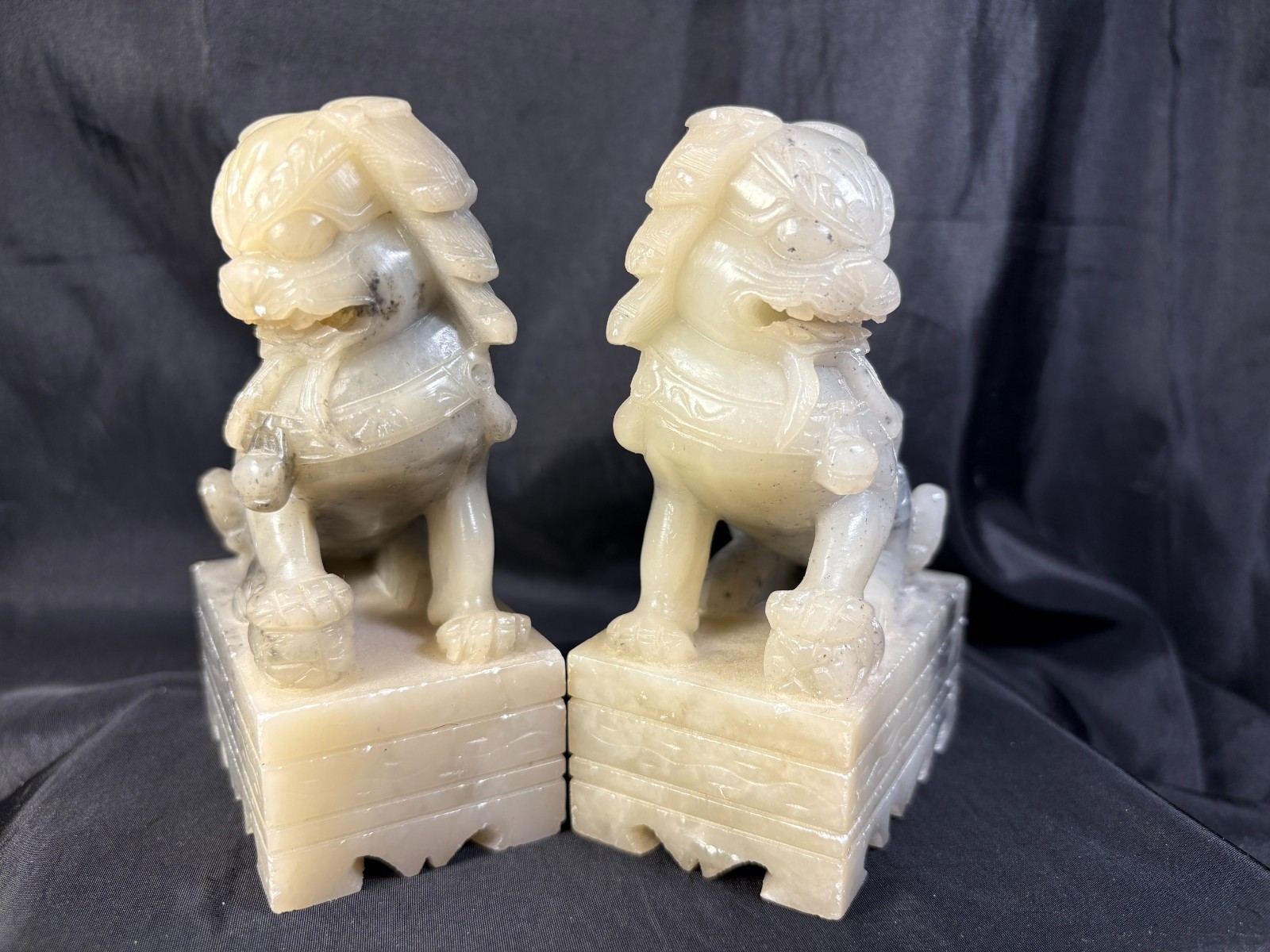 Chinese Soapstone FOO DOG Bookends – Guardian Lion 5 inches tall