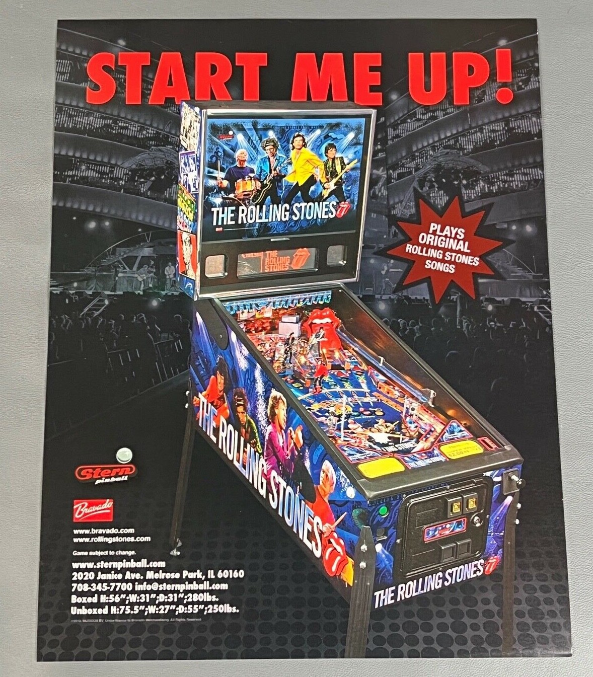 The Rolling Stones Flyer New NOS PROMO Stern Pinball Machine Art Artwork Retro