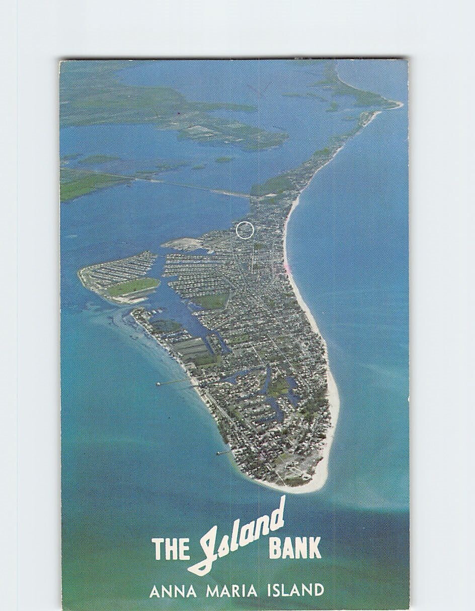 Postcard Aerial View The Island Bank Anna Maria Island Holmes Beach Florida USA