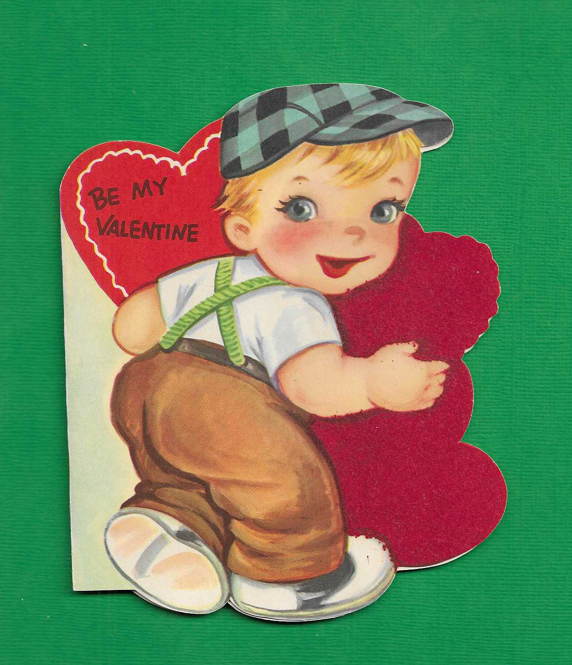 vintage 1930s A-meri-Card Greeting BE MY VALENTINE Card Insulated Pant Boy B