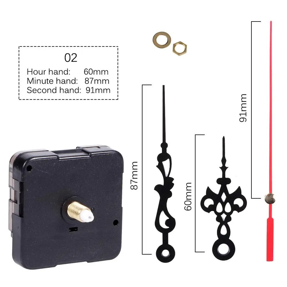 Silent Quartz Clock Movement Mechanism DIY Wall Repair Kit Long Shaft with Hand.