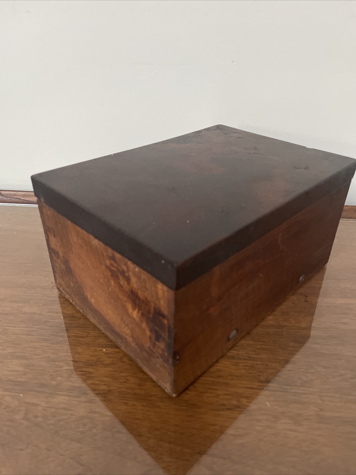 RARE AQ 0.75” Thick Hefty Hard Solid Wooden Chest~4 Lbs & 9.5”L x6.85”W x4.5”H