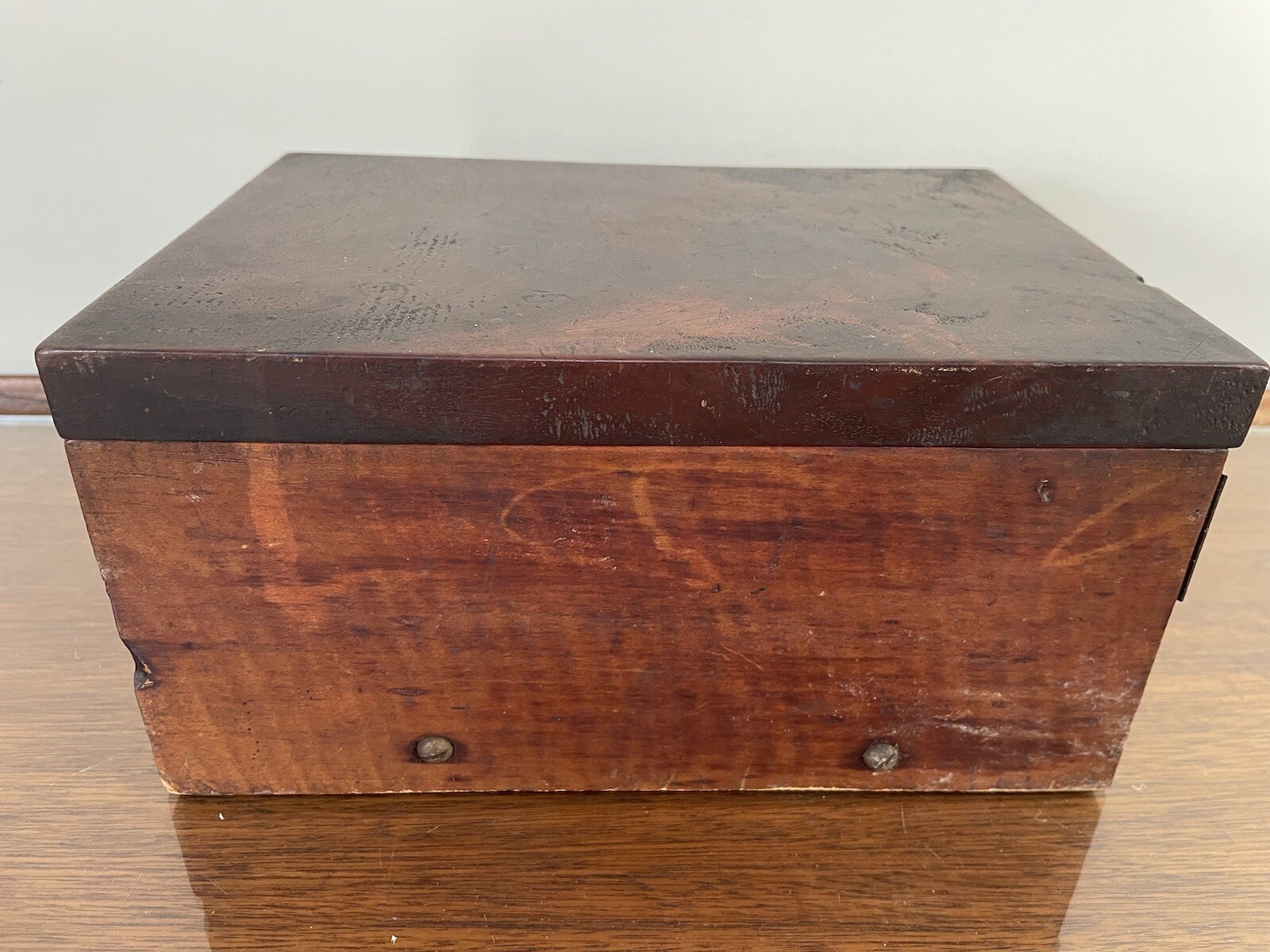 RARE AQ 0.75” Thick Hefty Hard Solid Wooden Chest~4 Lbs & 9.5”L x6.85”W x4.5”H
