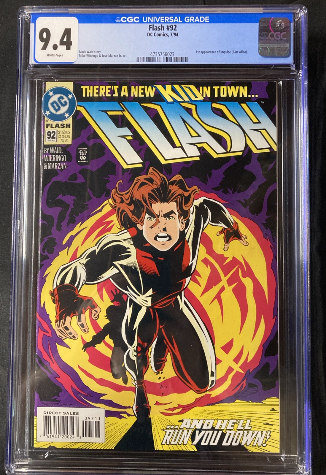 Flash #92 CGC 9.4 WP 1st App Impulse Bart Allen 1994 DC Comics