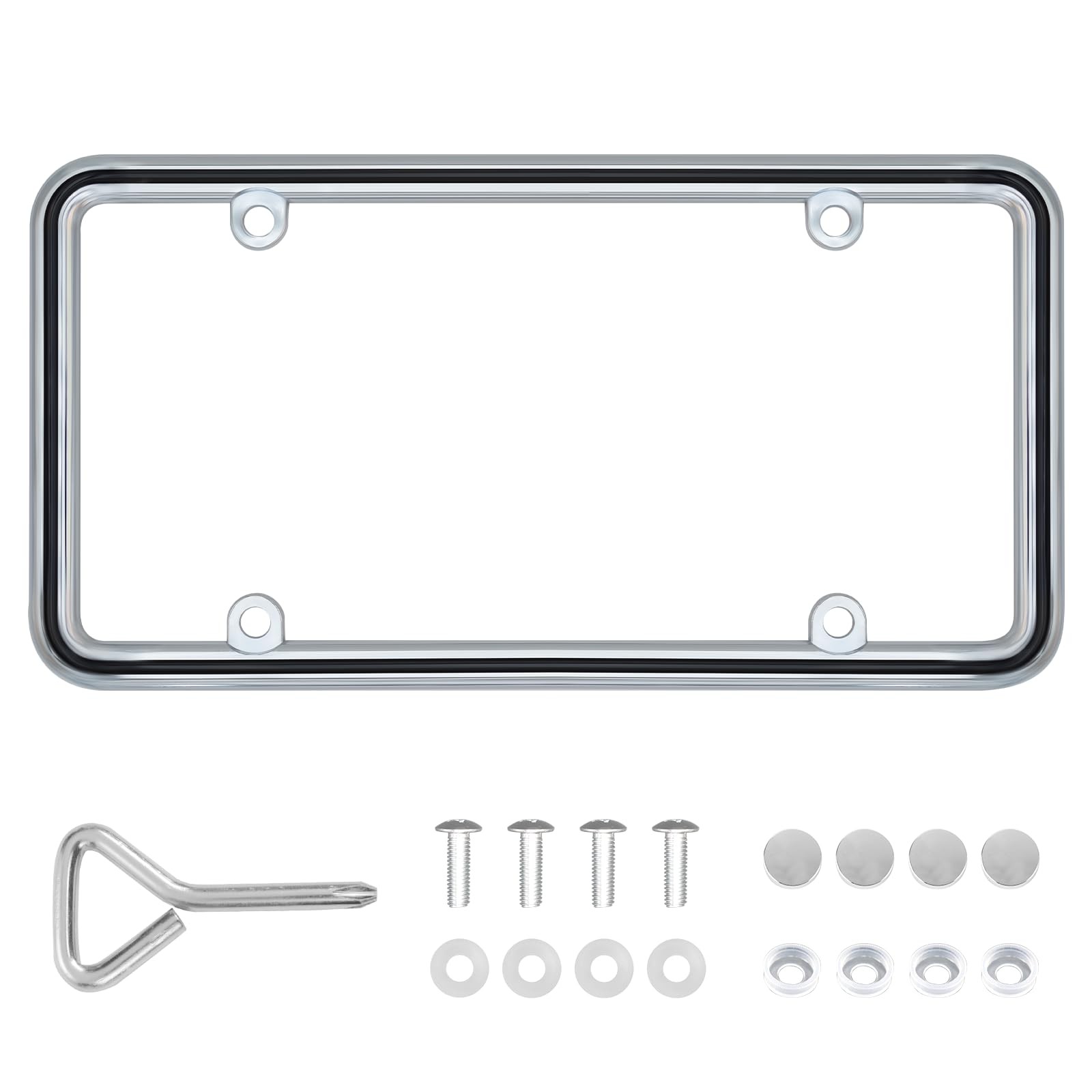 1pcs Heavy Duty Metal License Plate Frame, Made of Zinc Alloy with 4 Holes Li…