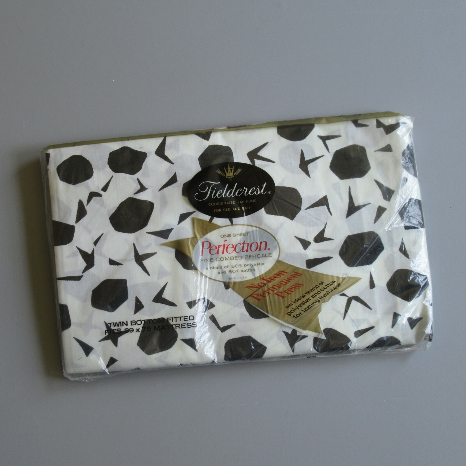 Rare Vintage Fieldcrest Twin Bottom Fitted Sheet Retro Mod Atomic Hippie