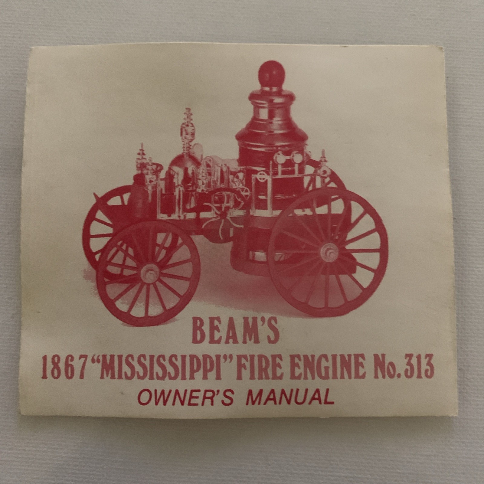 VTG Jim Beam 1867 Mississippi Fire Engine Decanter No. 313 Pamphlet Collectible