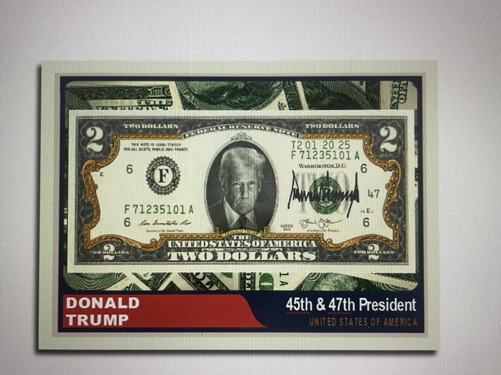 Donald Trump 2024 Custom ACEO Two Dollar Bill