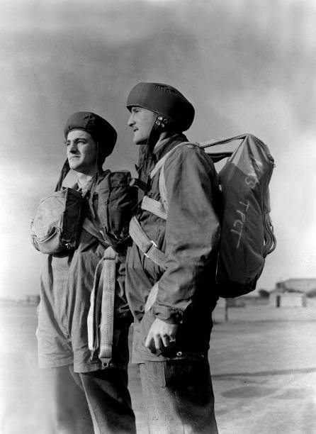 British paratroopers a R A F airfield somewhere Southern Englan- 1941 Old Photo