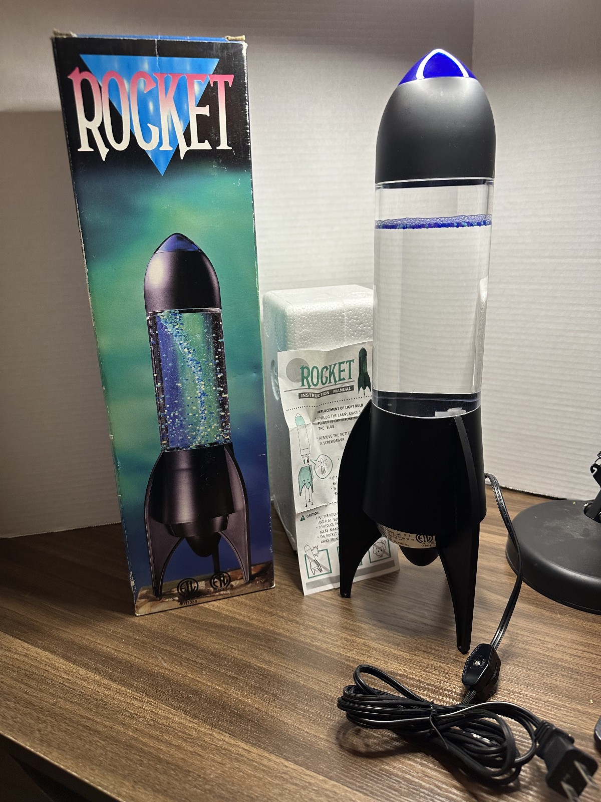 2000’s Vintage 16” Blue/Light Rocket Swirling Tornado Accent Lamp Baby Einstein