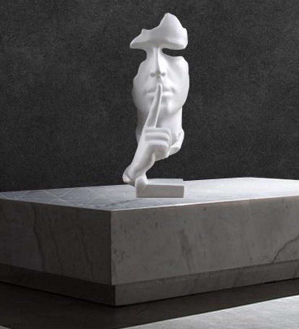 Abstract Sculpture ,Quite Thinker made of resin. 4.7″D x 4.7″W x 11.8″H White