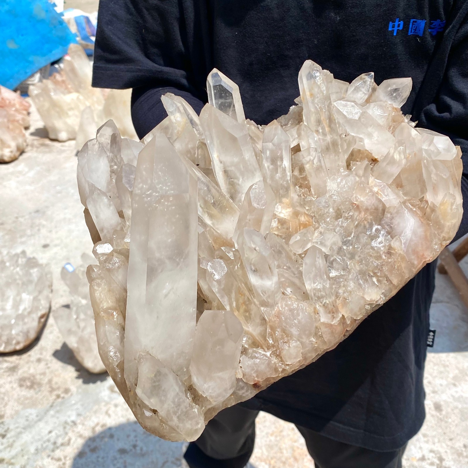 16.17LB Large Natural clear white Quartz Crystal Cluster wand point healing.