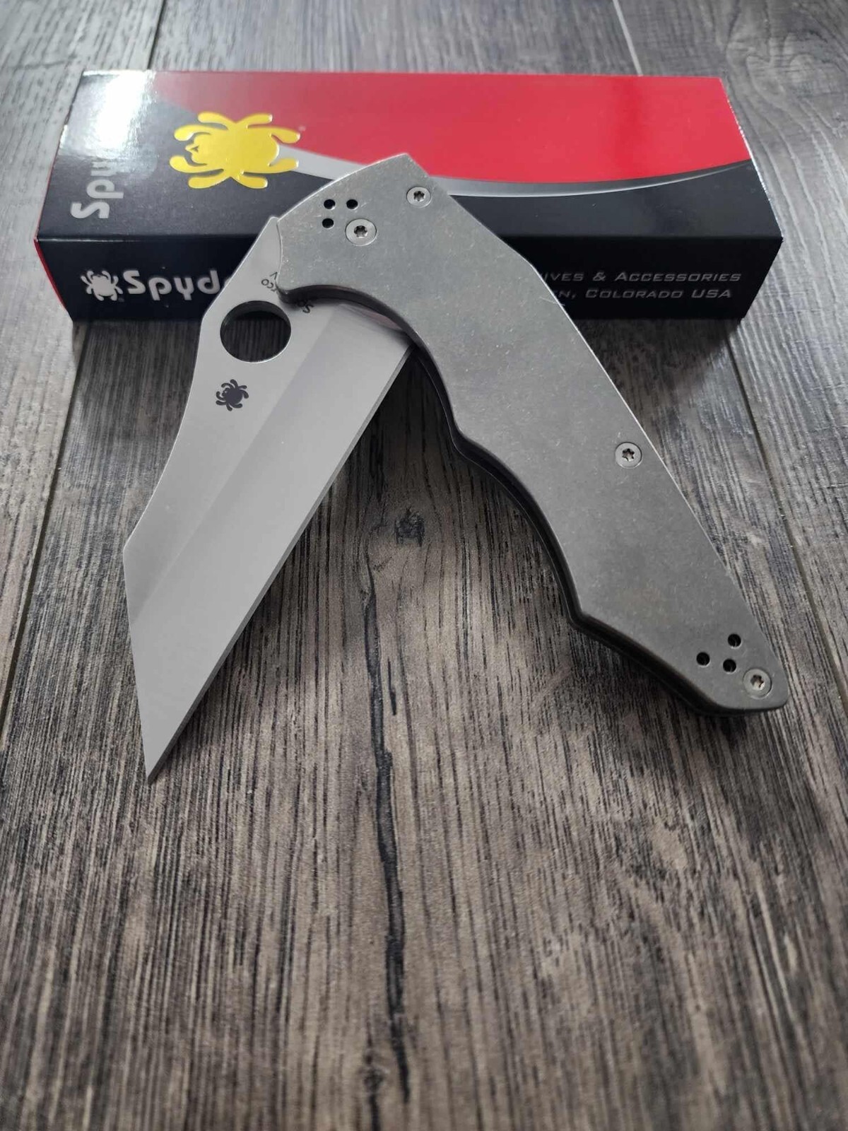 Spyderco YoJumbo – Titanium Knife Scales – Stonewash finish – SCALES ONLY