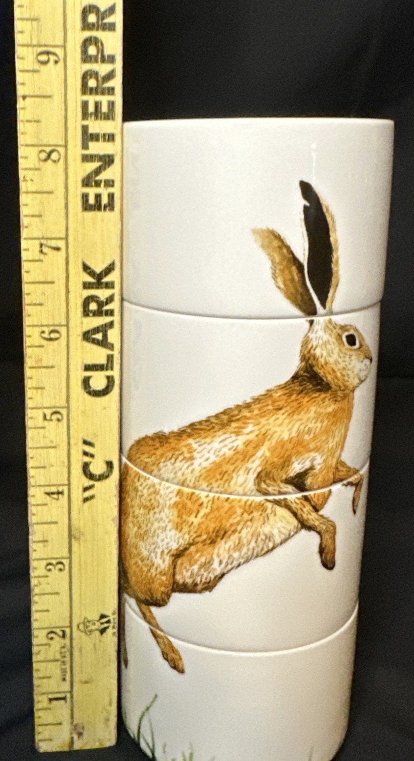 Rabbit Graphic Stacking Cups Coffee Tea Espresso Mugs Set of 4 Tetault & Lee