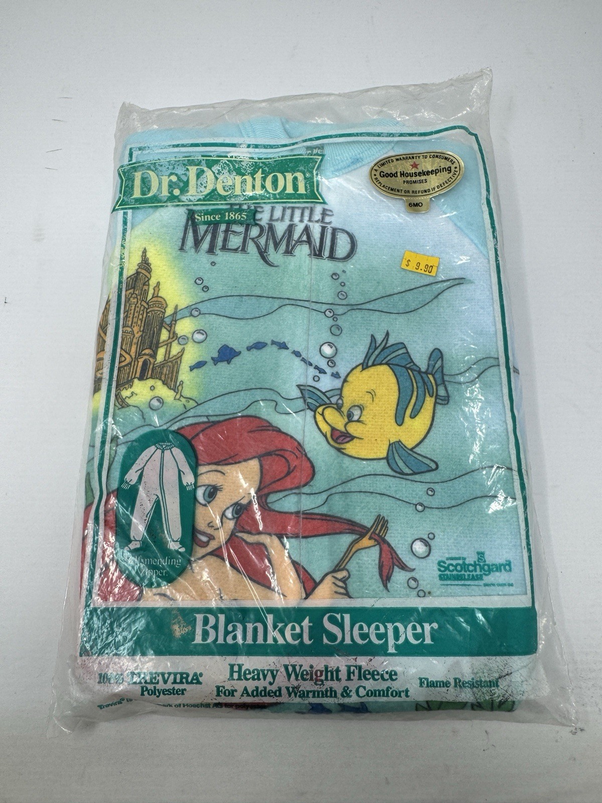 Dr Denton Disney Little Mermaid BLANKET SLEEPER FLEECE 6 Month Toddler Pajamas