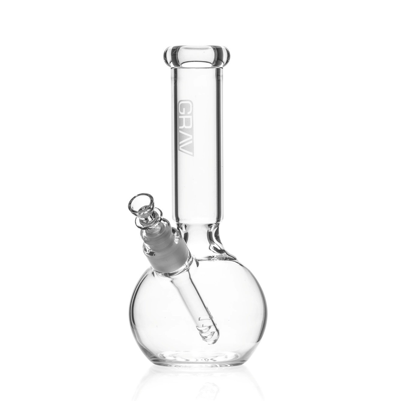 GRAV® MEDIUM 9.5” ROUND BASE WATER PIPE BONG, ICE PINCH, REMOVABLE STEM, CLEAR