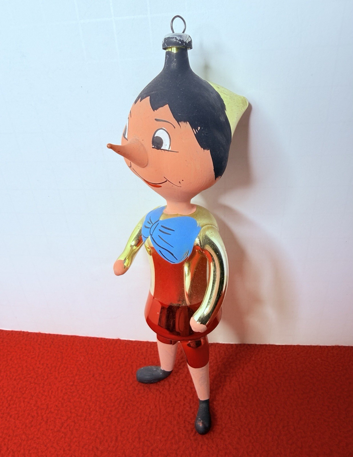 Vtg DE CARLINI ITALIAN HAND BLOWN GLASS CHRISTMAS ORNAMENT 6.5” PINOCCHIO RARE