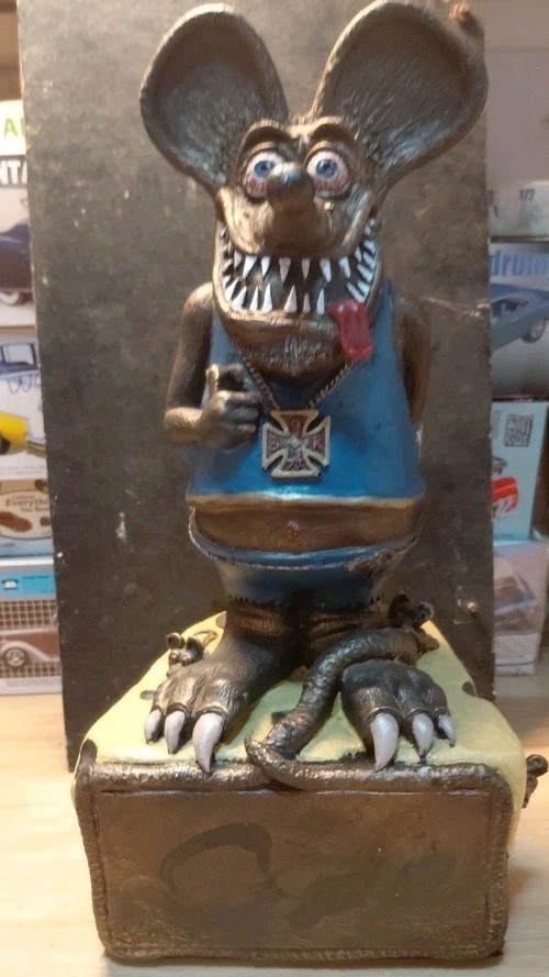 Big Daddy Rat Fink 15″ Figure,signed,karr Glenn Tribute To Karl Smith